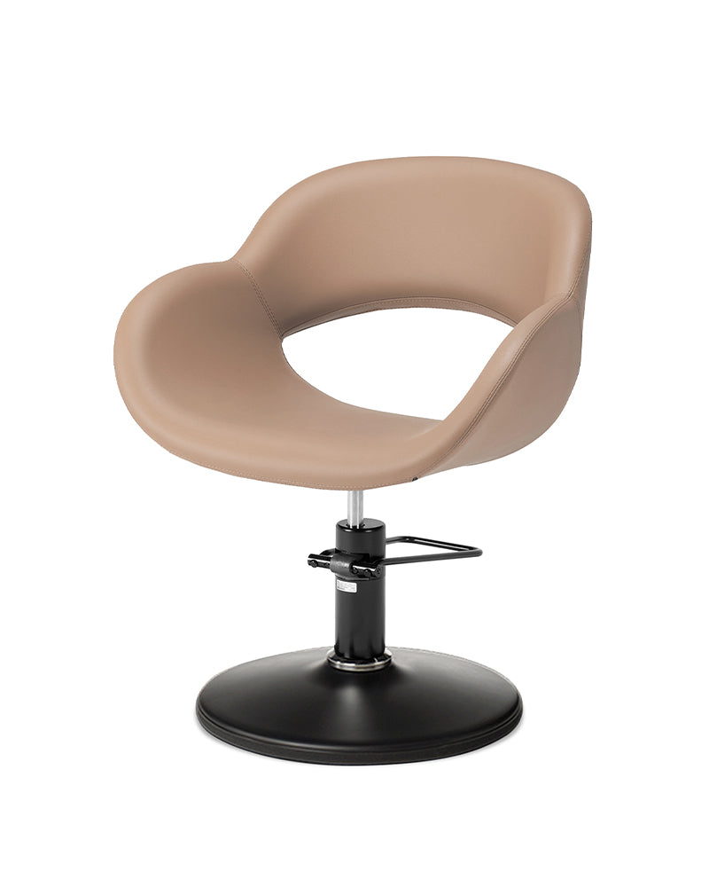 Thea - beige styling chair with black round base
